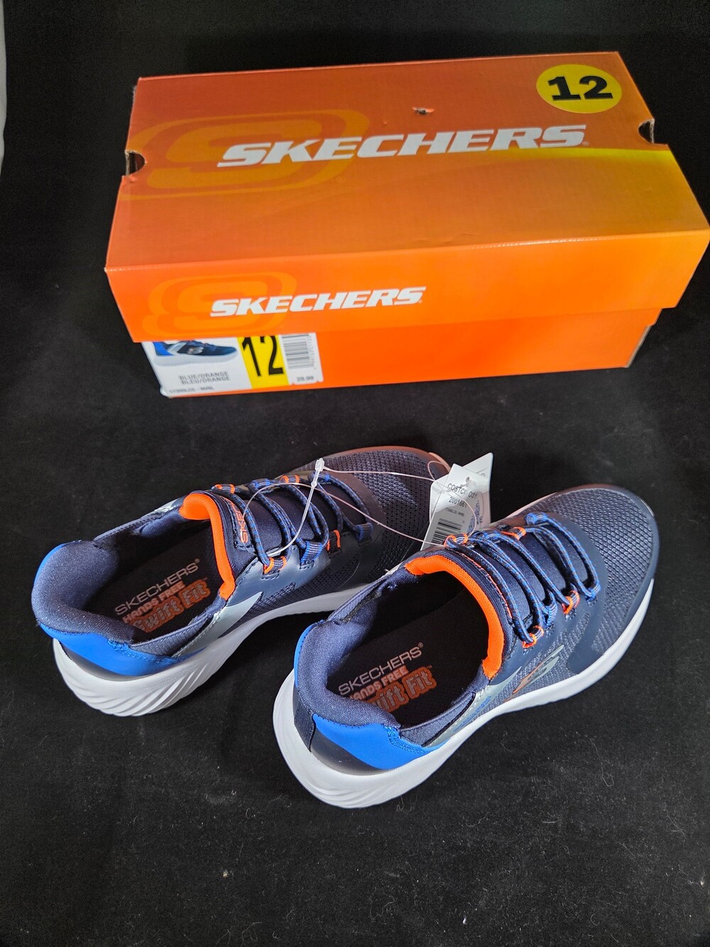 Skechers Hands Free Slip-ins Swift Fit Kids Sneakers, Navy & Orange, Size 12, NI